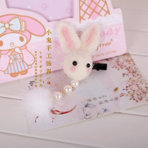 Soft sister Sweet Biscuits Hat Beret Wool Hat Painter Hat Rabbit Spring & Autumn New Side Folder Hairpin Lolita Hair Accessories