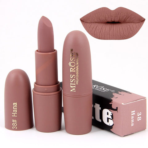 New MISS ROSE Lipstick Matte Waterproof Velvet Lip Stick 18 Colors Sexy Red Brown Pigments Makeup Matte Lipsticks Beauty Lips