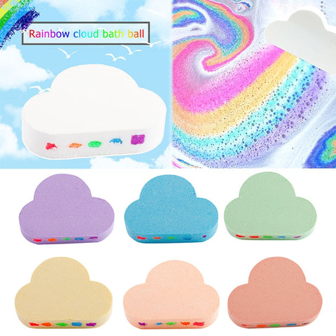 Natural Skin Care Cloud Shape Rainbow Bath Bubble Exfoliating Moisturizing Bath Ball Bombs Skin Care Romantic Bath Salt